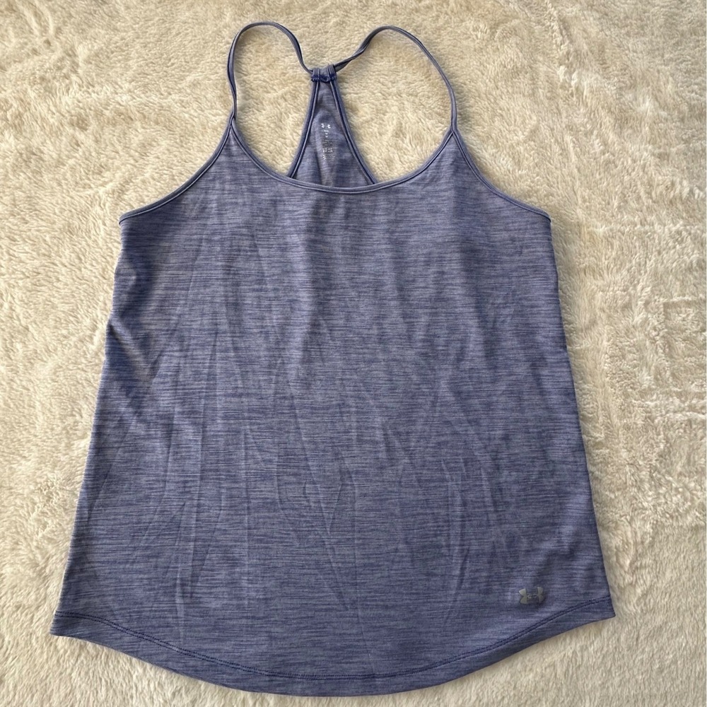 Under Armour HeatGear Racerback Tank Top Purple Heathered Womens Medium